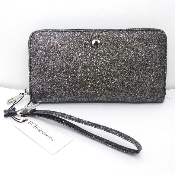 BCBGeneration Handbags - BCBG Kalina Black Glitter Wristlet Boxed NIB